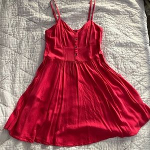Hot pink Express sundress with pockets